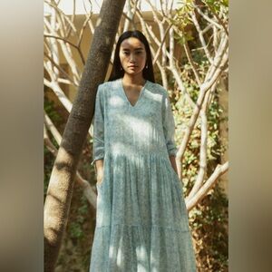 REISTOR DRESS MIDI FLORAL BLUE SMALL Sustainable Cotton